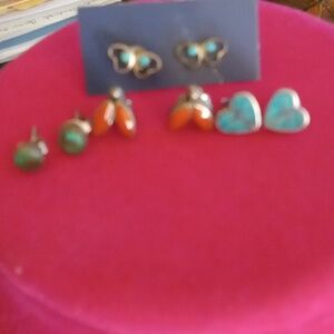 Lot of 4 Sterling Silver Stud Earrings
